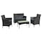 Manhattan Comfort Imperia Steel Rattan 4-Piece Patio Conversation Set with Cushions in Grey OD-CV008-GY - alternate 1
